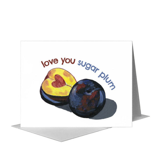 Plum Trio 1, Greeting Card (#7484BB) A2 Card Front, www.printedcanvas.com