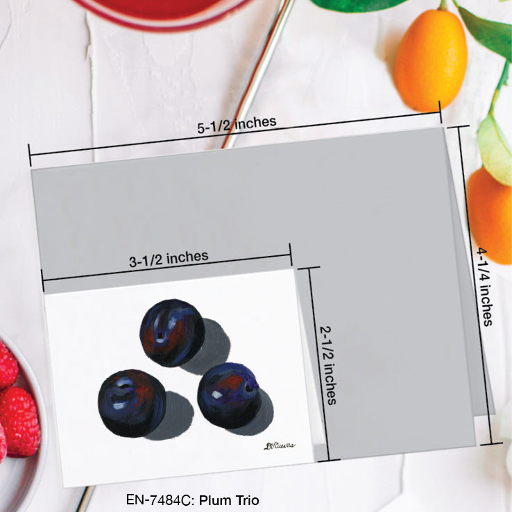 Plum Trio 1, Greeting Card (7484C), Enclosure Card, www.printedcanvas.com
