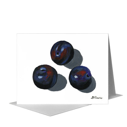 Plum Trio 1, Greeting Card (#7484C), A2 Card Front, www.printedcanvas.com