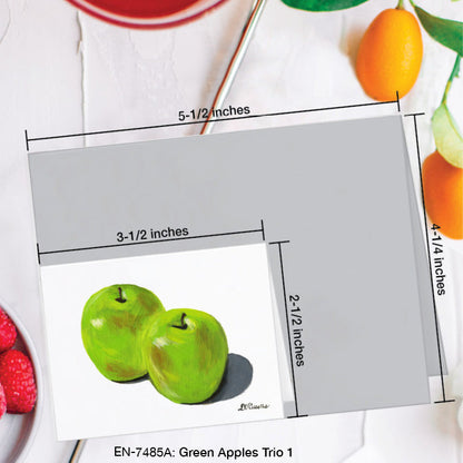 Green Apples Trio 1, Greeting Card (7485A), Enclosure Card, www.printedcanvas.com