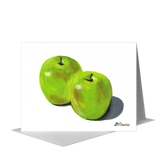 Green Apples Trio 1, Greeting Card (#7485A) A2 Card Front, www.printedcanvas.com