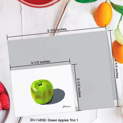 Green Apples Trio 1, Greeting Card (7485B), Enclosure Card, www.printedcanvas.com