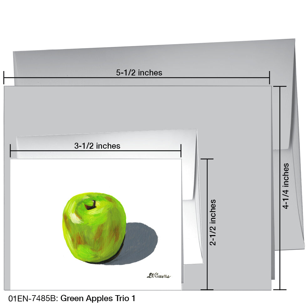 Green Apples Trio 1, Greeting Card (7485B), Enclosure, printedcanvas.com