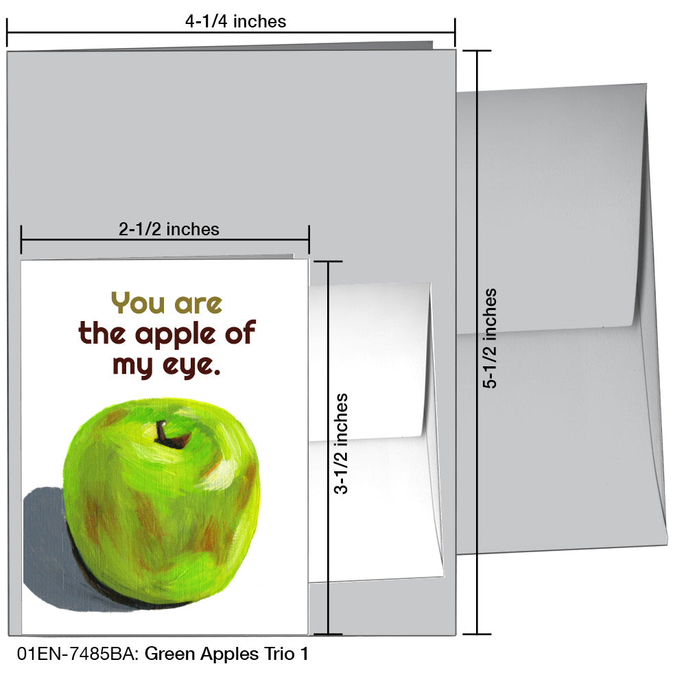 Green Apples Trio 1, Greeting Card (7485BA)
