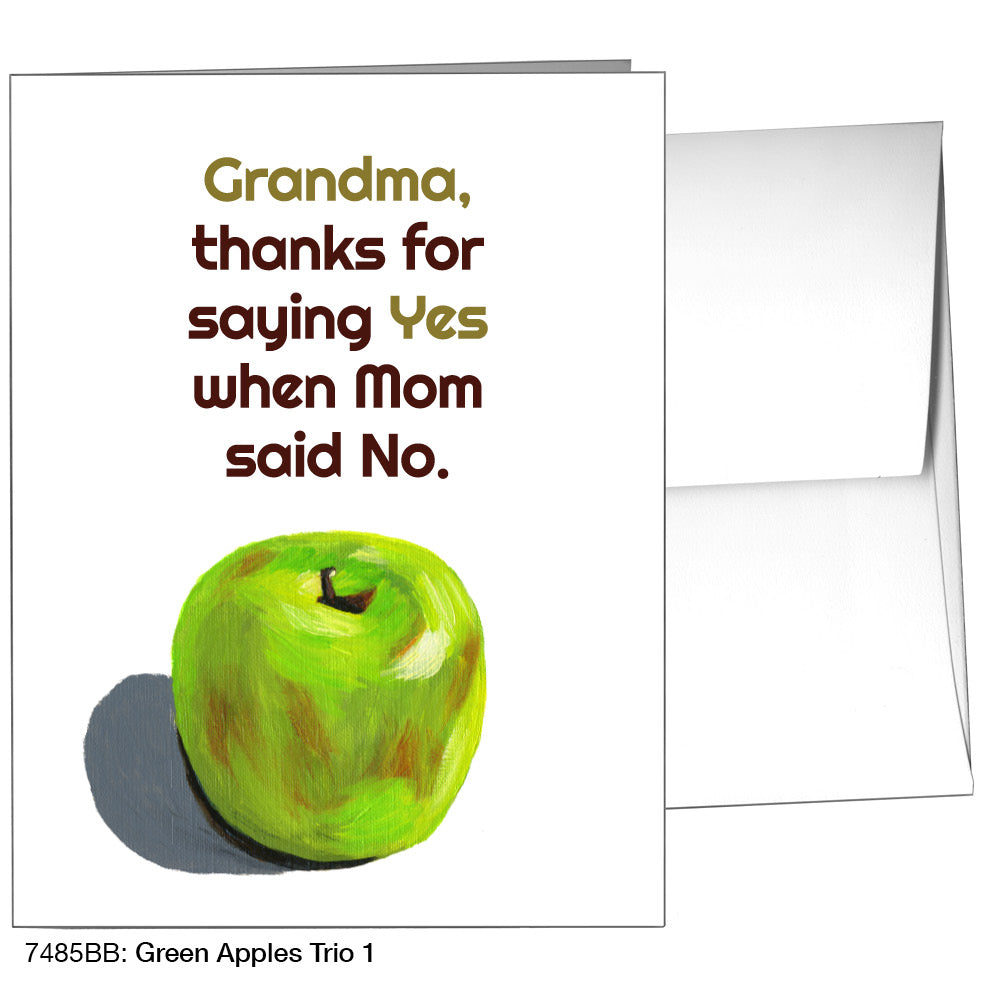 Green Apples Trio 1, Greeting Card (7485BB)