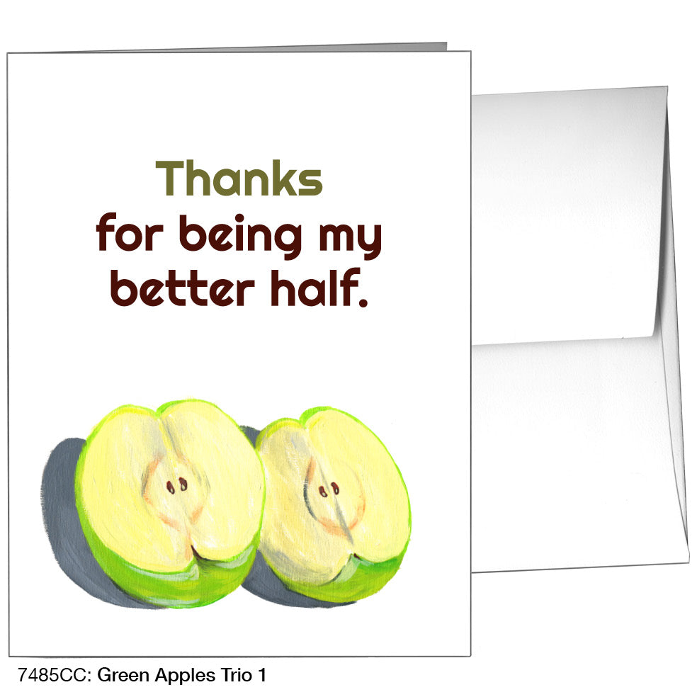Green Apples Trio 1, Greeting Card (7485CC)