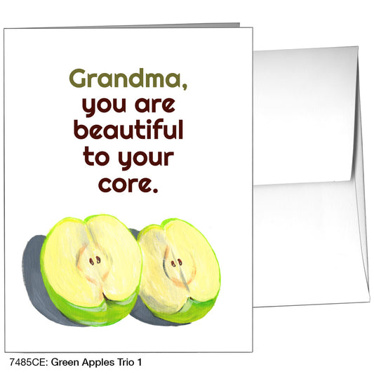 Green Apples Trio 1, Greeting Card (7485CE)