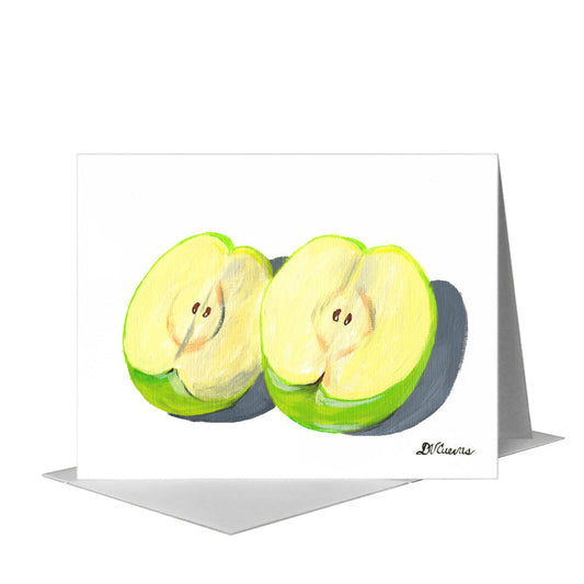 Green Apples Trio 1, Greeting Card (#7485C) A2 Card Front, www.printedcanvas.com