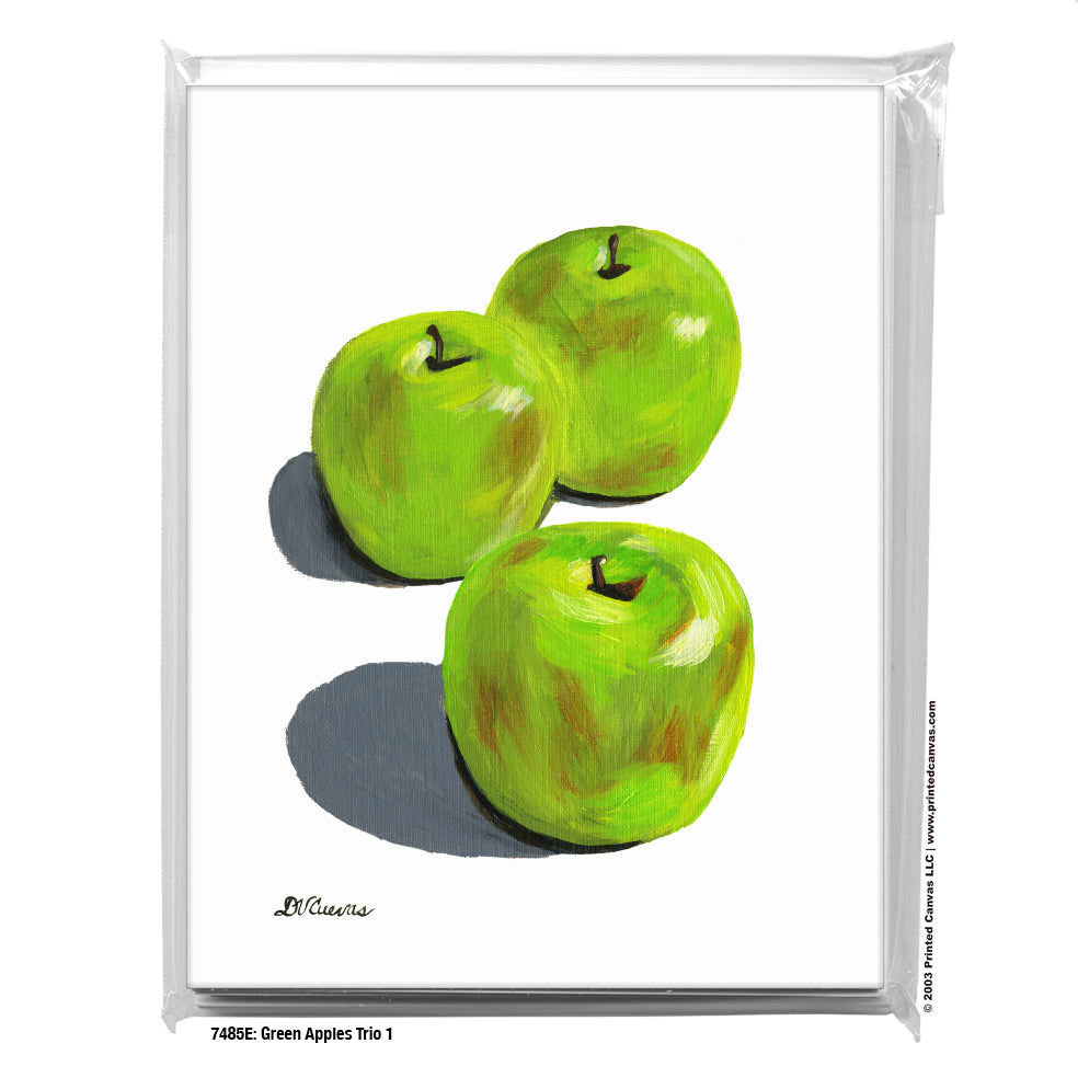Green Apples Trio 1, Greeting Card (#7485E)