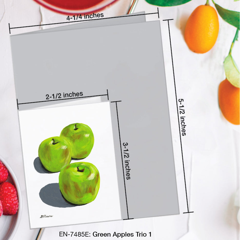 Green Apples Trio 1, Greeting Card (#7485E)
