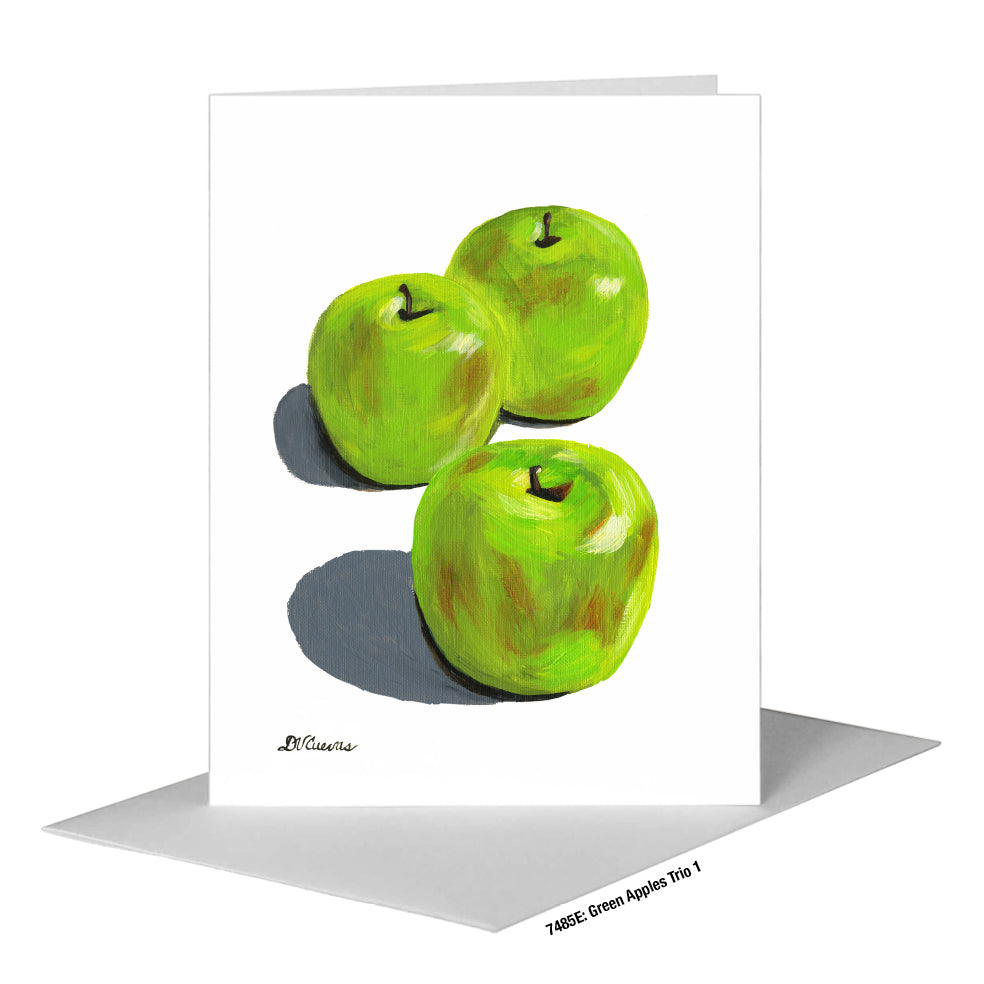 Green Apples Trio 1, Greeting Card (#7485E)