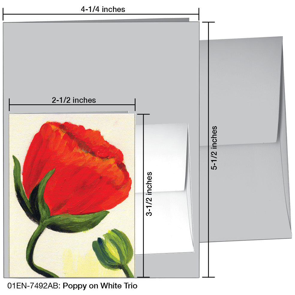 Poppy On White Trio, Greeting Card (7492AB), Enclosure, printedcanvas.com