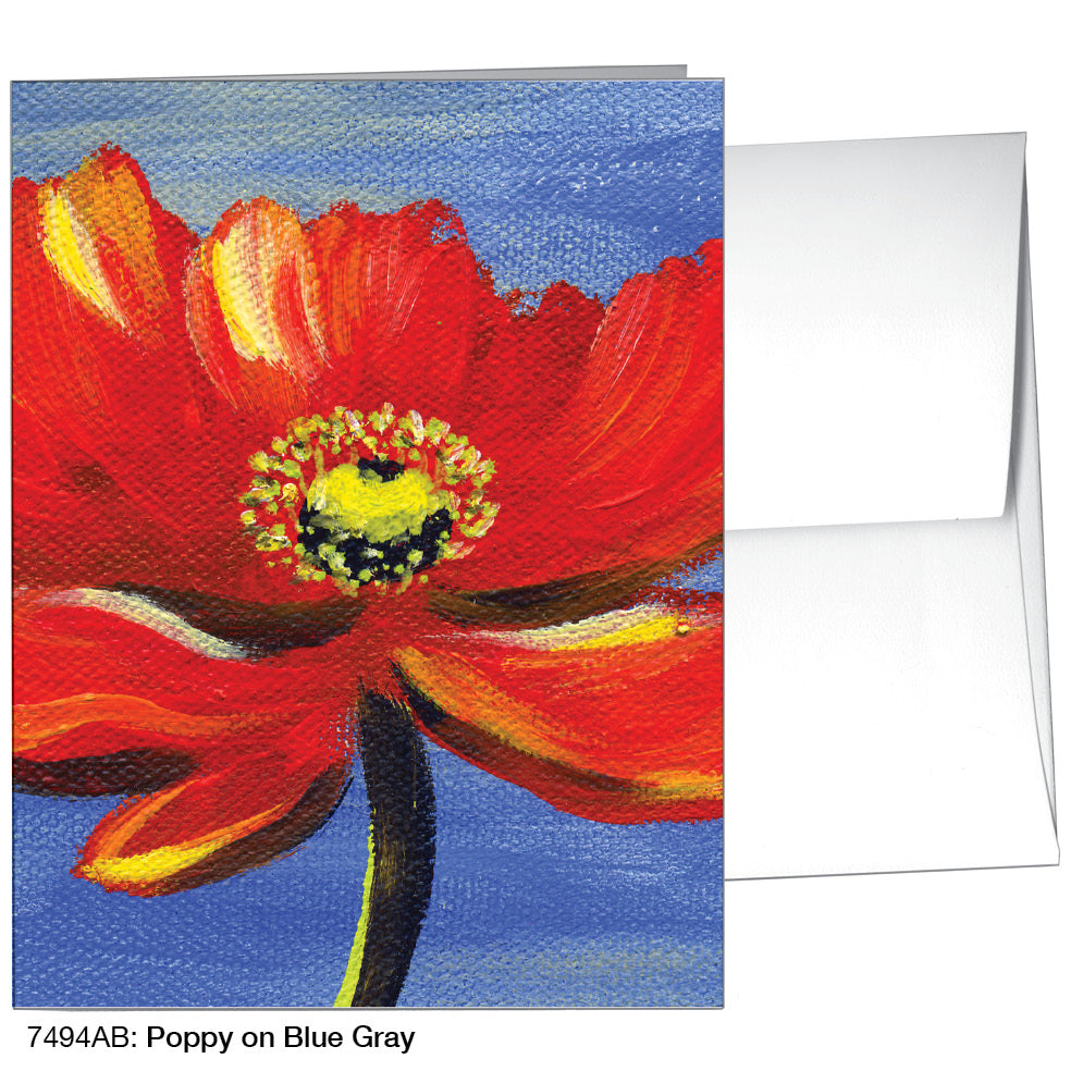 Poppy On Blue Gray, Greeting Card (7494AB)
