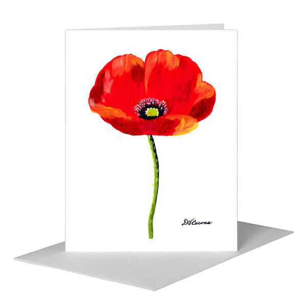 Red Passion Poppy, Greeting Card (#7500A) A2 Card Front, www.printedcanvas.com