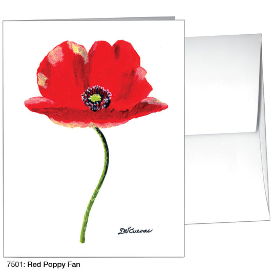 Red Poppy Fan, Greeting Card (7501A), A2 Card Front, www.printedcanvas.com