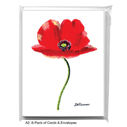 Red Poppy Fan, Greeting Card (7501A), A2 Card 8-Pack, www.printedcanvas.com