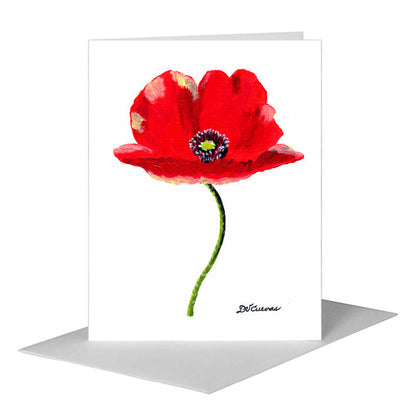 Red Poppy Fan, Greeting Card (#7501A) A2 Card Front, www.printedcanvas.com