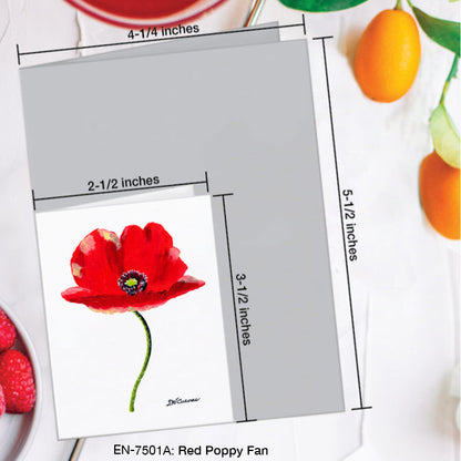Red Poppy Fan, Greeting Card (7501A), Enclosure Card, www.printedcanvas.com