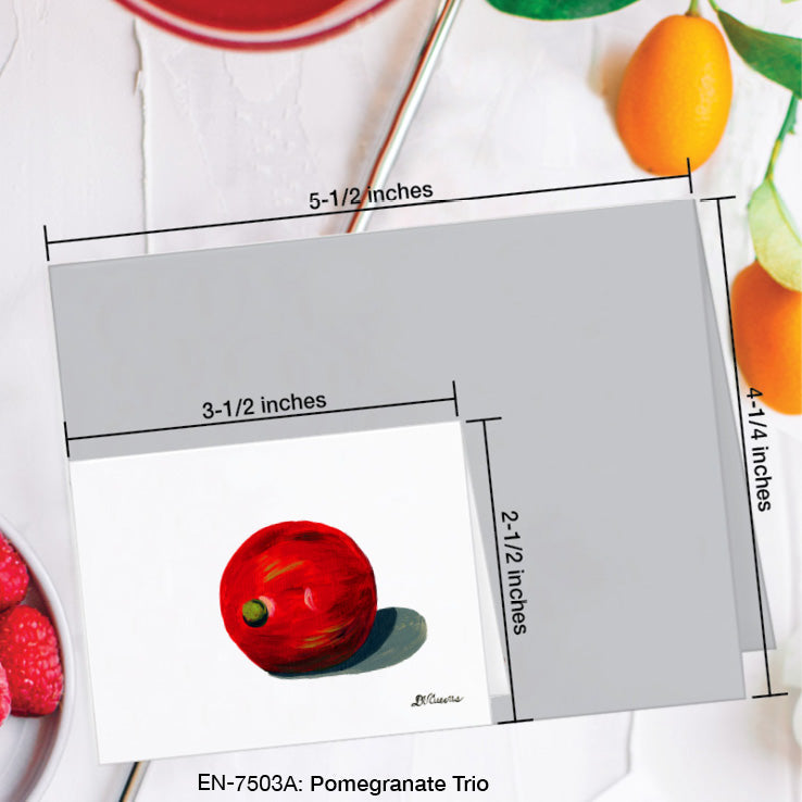 Pomegranate Trio 1, Greeting Card (7503A), Enclosure Card, www.printedcanvas.com