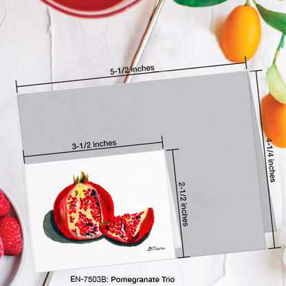 Pomegranate Trio 1, Greeting Card (7503B), Enclosure Card, www.printedcanvas.com