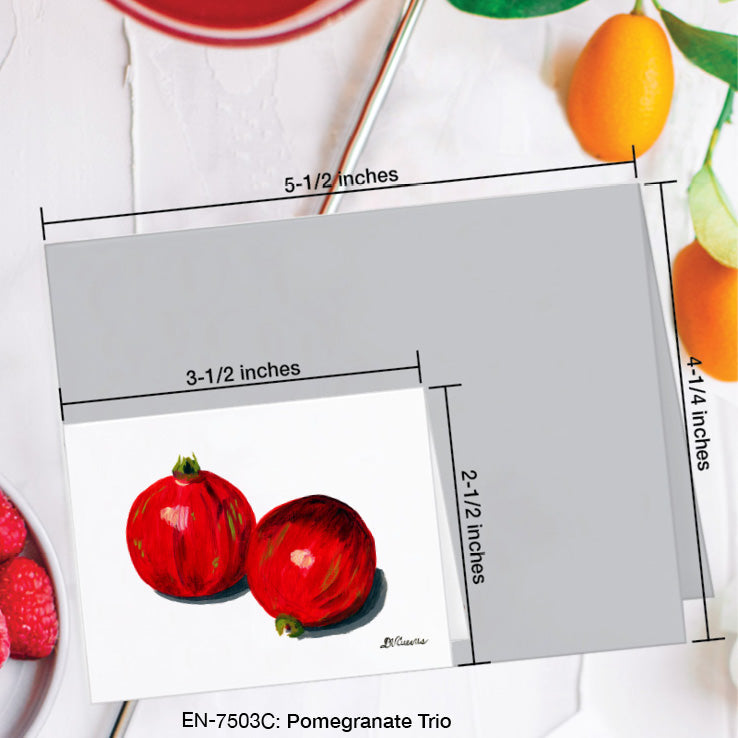 Pomegranate Trio 1, Greeting Card (7503C), Enclosure Card, www.printedcanvas.com
