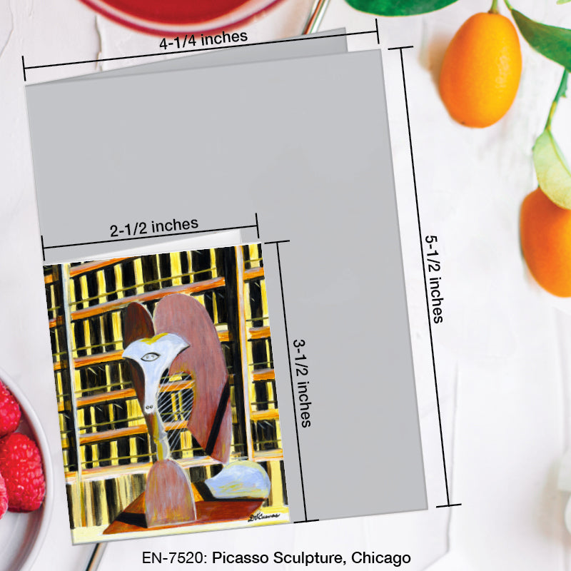 Picasso Sculpture, Chicago, Greeting Card (7520A), Enclosure Card, www.printedcanvas.com
