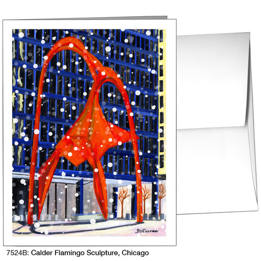 Calder Flamingo Sculpture, Chicago, Greeting Card (7524B), A2, printedcanvas.com