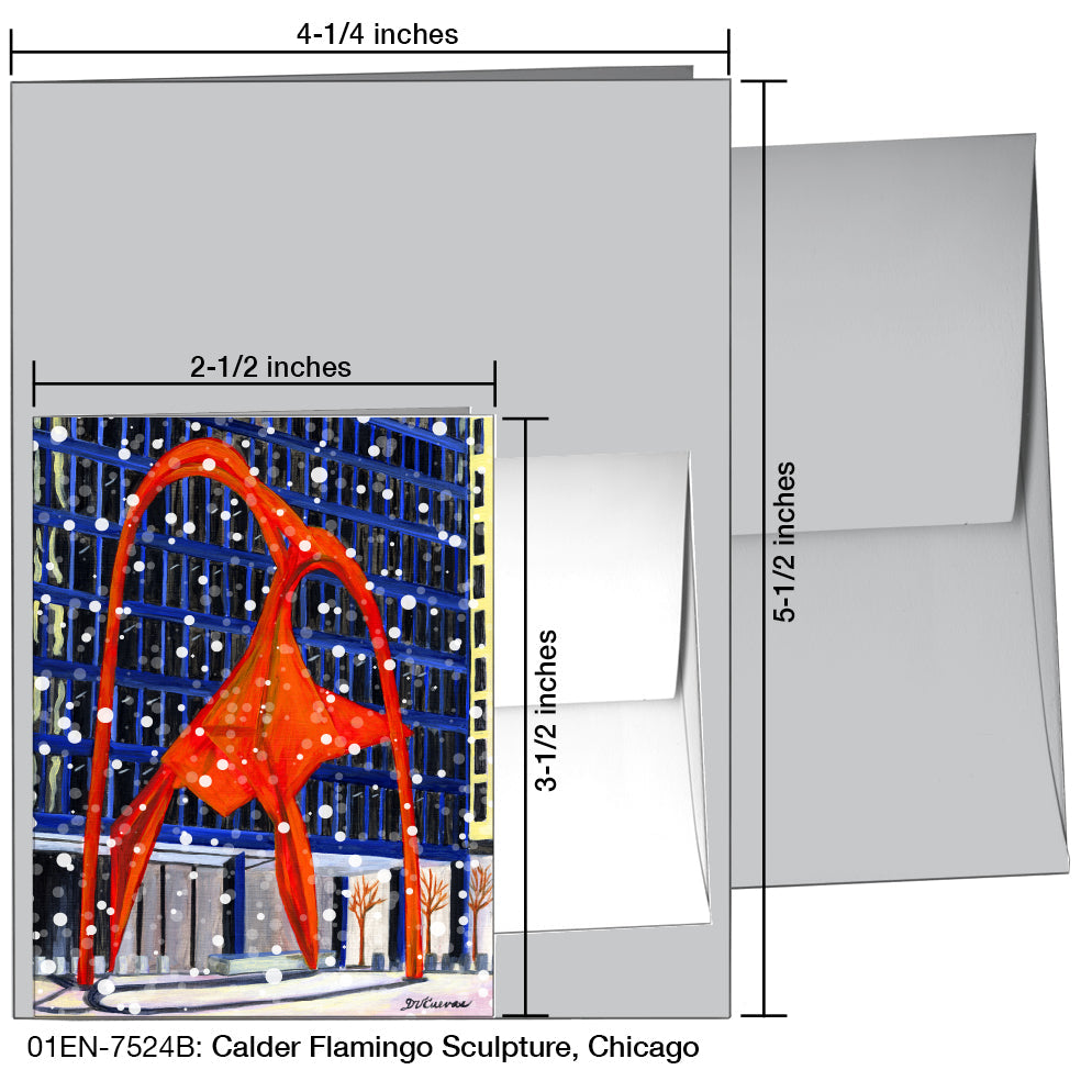 Calder Flamingo Sculpture, Chicago, Greeting Card (7524B), Enclosure, printedcanvas.com