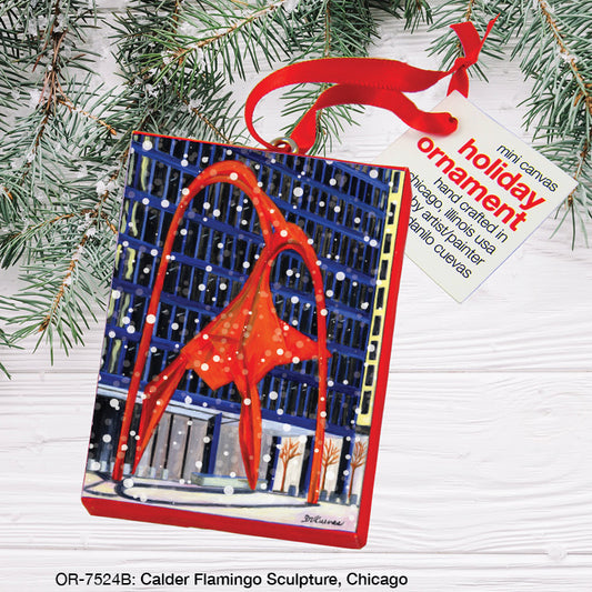 Calder Flamingo Sculpture, Chicago, Ornament (OR-7524B), Front, printedcanvas.com