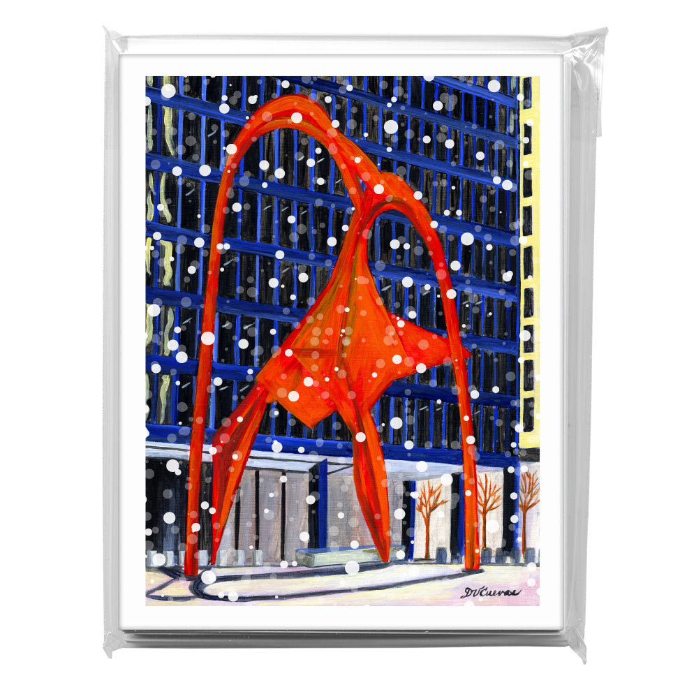 Calder Flamingo Sculpture, Chicago, Greeting Card (7524B), A2 8-Pack, printedcanvas.com