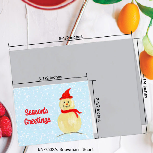 Snowman - Scarf, Greeting Card (7532A), Enclosure Card, www.printedcanvas.com