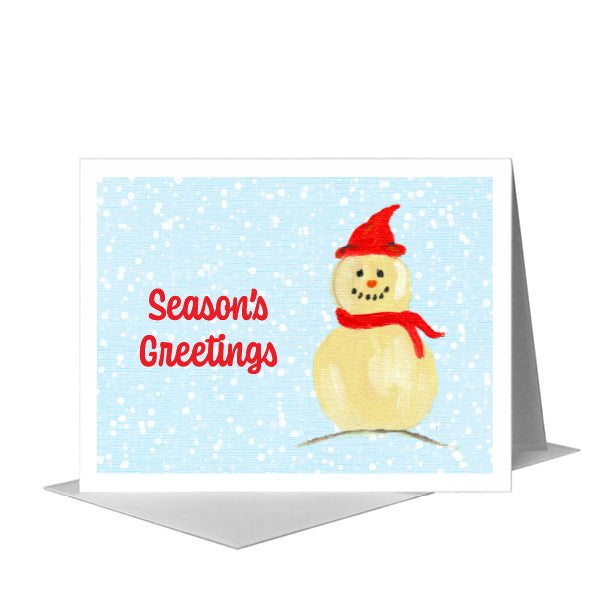 Snowman - Scarf, Greeting Card (#7532A) A2 Card Front, www.printedcanvas.com