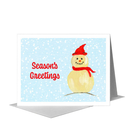 Snowman - Scarf, Greeting Card (#7532A) A2 Card Front, www.printedcanvas.com