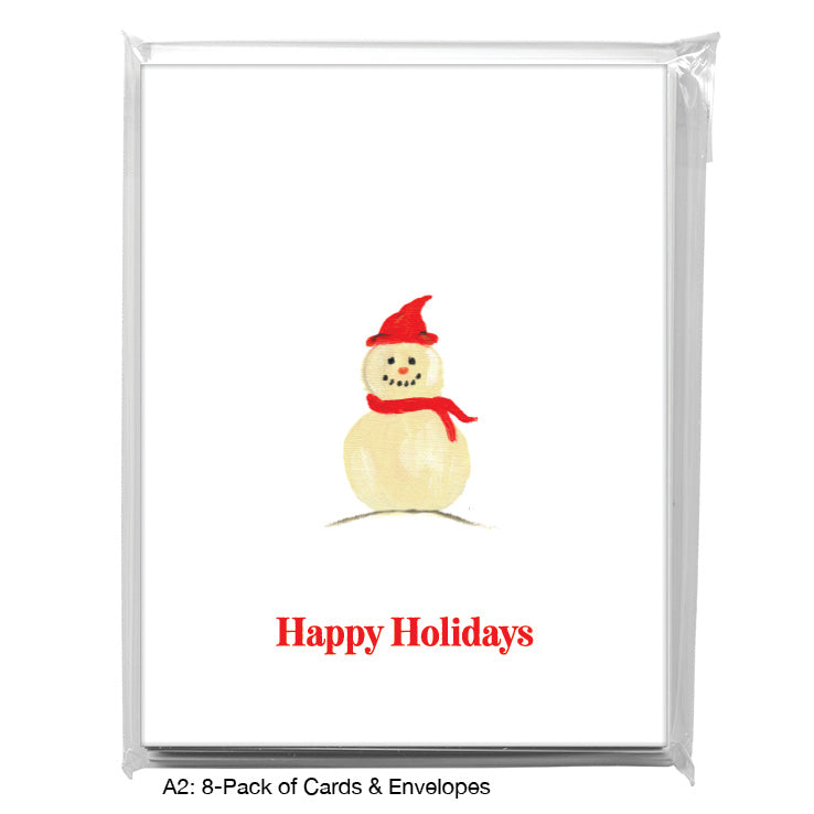 Snowman - Scarf, Greeting Card (#7532BA), A2 Card 8-Pack, www.printedcanvas.com