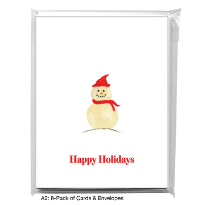 Snowman - Scarf, Greeting Card (#7532BA), A2 Card 8-Pack, www.printedcanvas.com