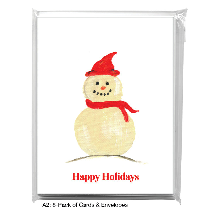 Snowman - Scarf, Greeting Card (#7532BA), 8-Pack, www.printedcanvas.com