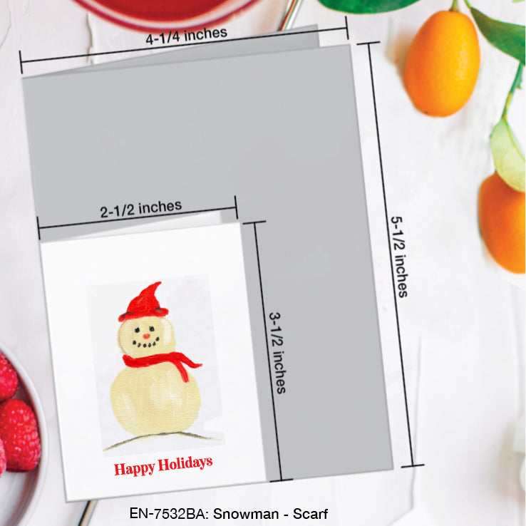 Snowman - Scarf, Greeting Card (#7532BA), Enclosure Card, www.printedcanvas.com