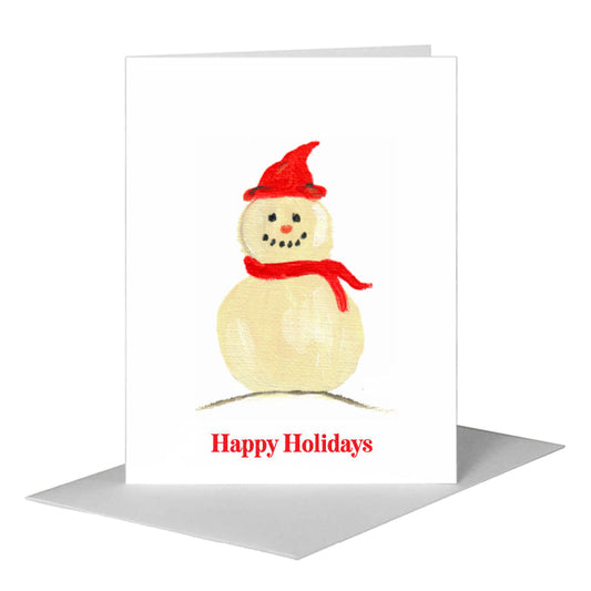 Snowman - Scarf, Greeting Card (#7532BA) A2 Card Front, www.printedcanvas.com