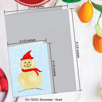 Snowman - Scarf, Greeting Card (7532D), Enclosure Card, www.printedcanvas.com