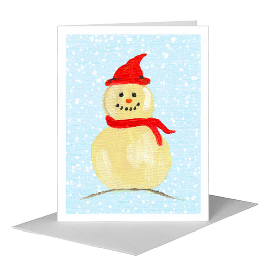 Snowman - Scarf, Greeting Card (#7532D) A2 Card Front, www.printedcanvas.com