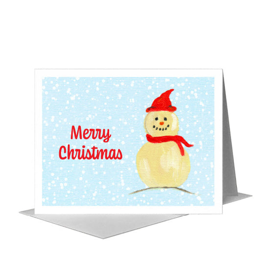 Snowman - Scarf, Greeting Card (#7532E) A2 Card Front, www.printedcanvas.com