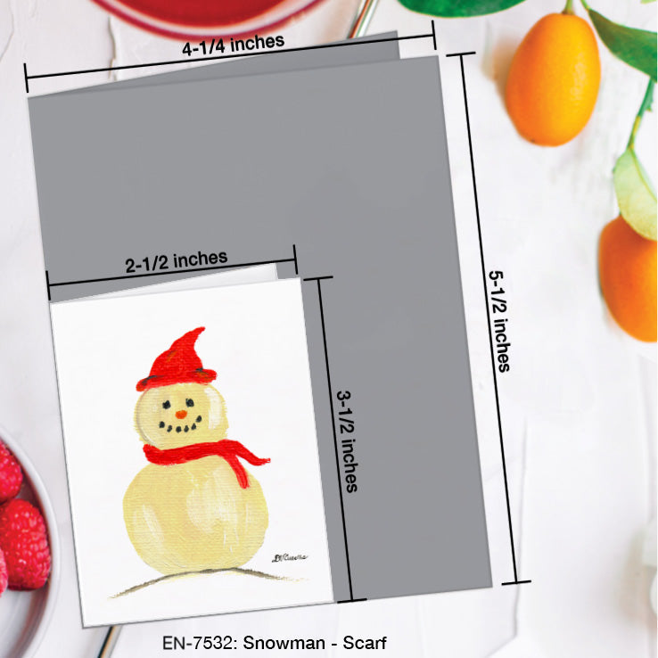 Snowman - Scarf, Greeting Card (7532F), Enclosure Card, www.printedcanvas.com