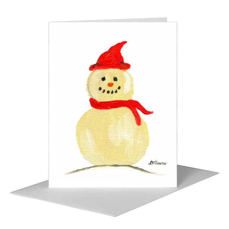Snowman - Scarf, Greeting Card (#7532F) A2 Card Front, www.printedcanvas.com