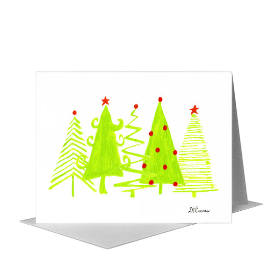 Trees with Ornaments, Greeting Card (#7548AA) A2 Card Front, www.printedcanvas.com