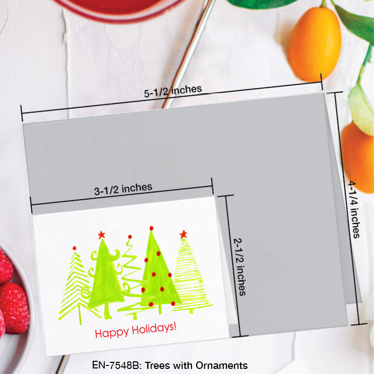Trees with Ornaments, Greeting Card (#7548B)
