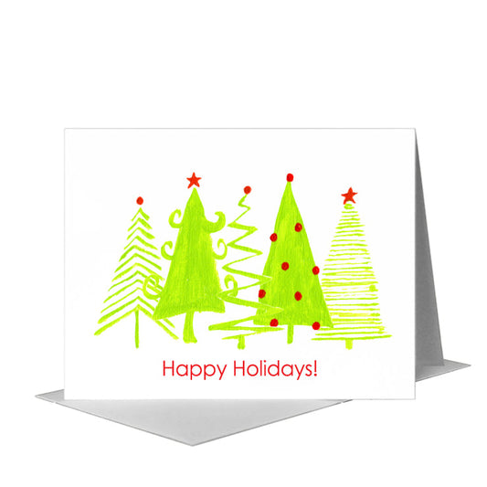 Trees with Ornaments, Greeting Card (#7548B) A2 Card Front, www.printedcanvas.com
