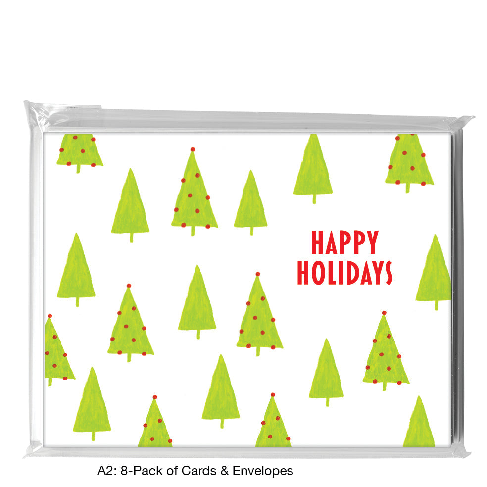 Trees With Ornaments, Greeting Card (7548E), A2 8-Pack, printedcanvas.com