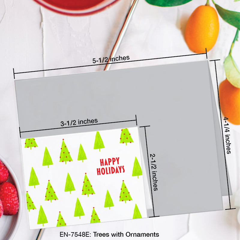 Trees with Ornaments, Greeting Card (7548E), Enclosure Card, www.printedcanvas.com