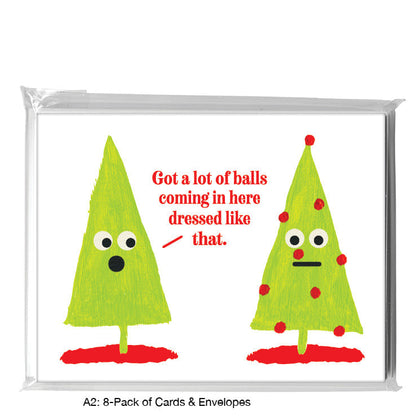 Trees with Ornaments, Greeting Card (7548F), 8-Pack, www.printedcanvas.com