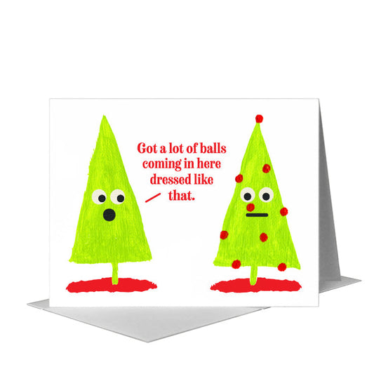 Trees with Ornaments, Greeting Card (#7548F) A2 Card Front, www.printedcanvas.com